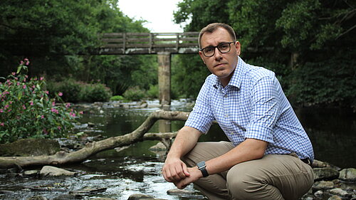 Tom Gordon MP at the river Nidd in Knaresborough
