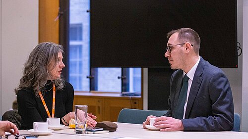 Tom Gordon MP sat in meeting 