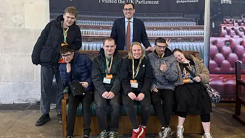 Tom Gordon MP with students from the Personalised Learning College