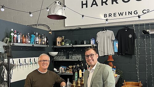 Tom Gordon by the bar at Harrogate Brewing Company
