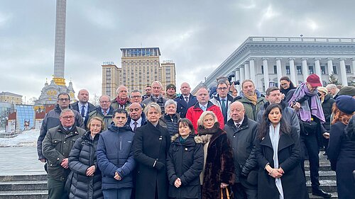 Tom Gordon MP stood with the delegation in Ukraine 