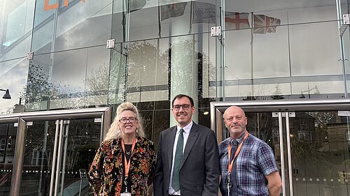 Tom Gordon stood outside Harrogate Convention Centre