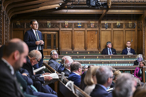 Tom Gordon speaking in the House of Commons Chamber