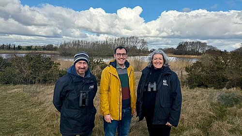Tom Gordon stood with representatives of Yorkshire Wildlife Trust