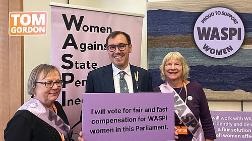Tom Gordon with WASPI women campaigners in Parliament